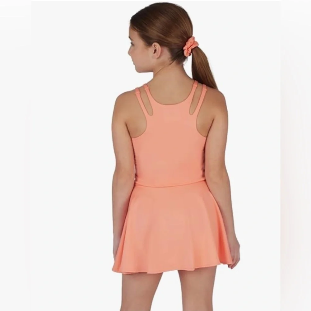 Yogalicious Girls 2Pc Sunrise Cut-Out Tank + Tulip Hem Skort Activewear Set